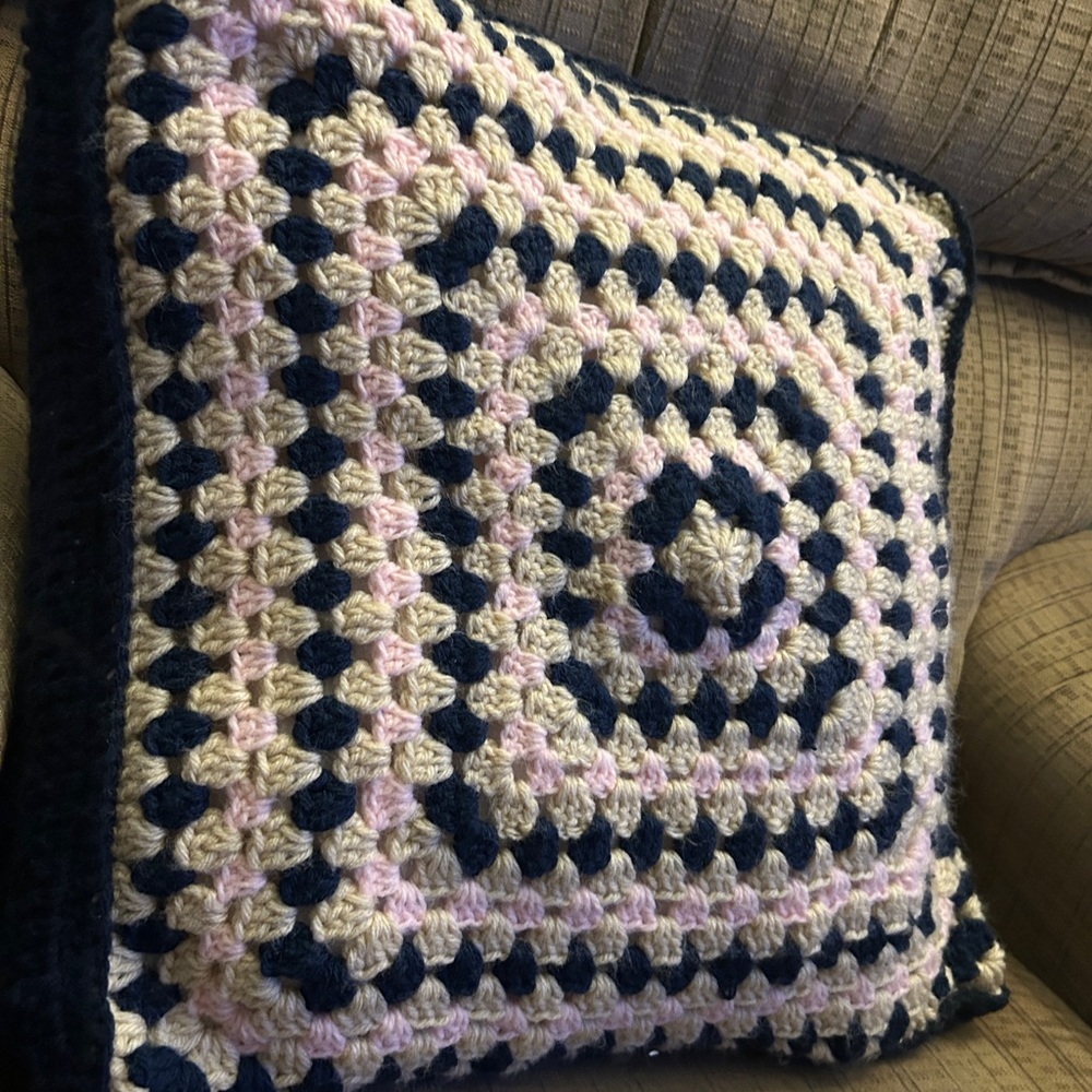 Crochet Square Throw Pillow set of 2 covers only